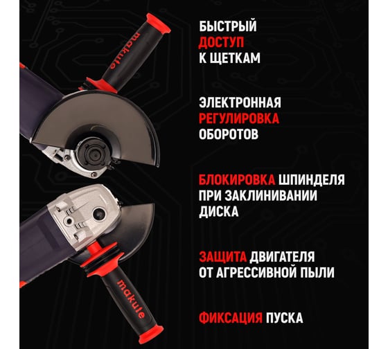 Угловая шлифовальная машина Makute с регулировкой оборотов (1500Вт, 150мм) AG215