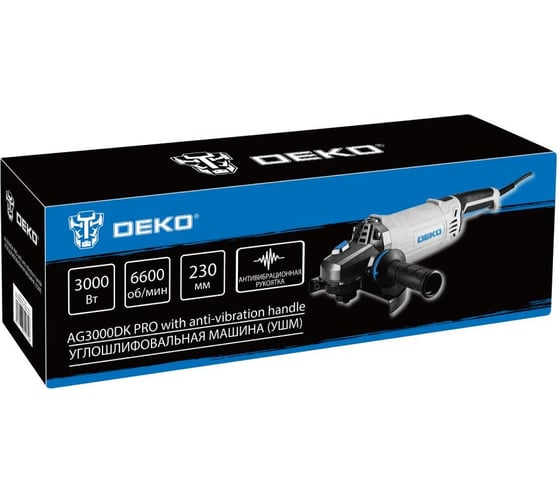 Углошлифовальная машина DEKO (УШМ) AG3000DK PRO, 230 мм, 3000 Вт 083-1032
