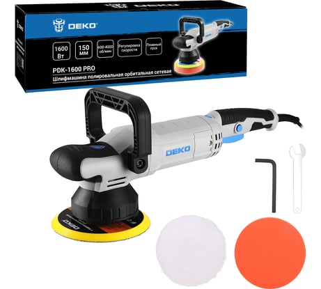 Шлифмашина полировальная орбитальная сетевая DEKO PDK-1600 PRO, 150мм, 1600 Вт 085-1065