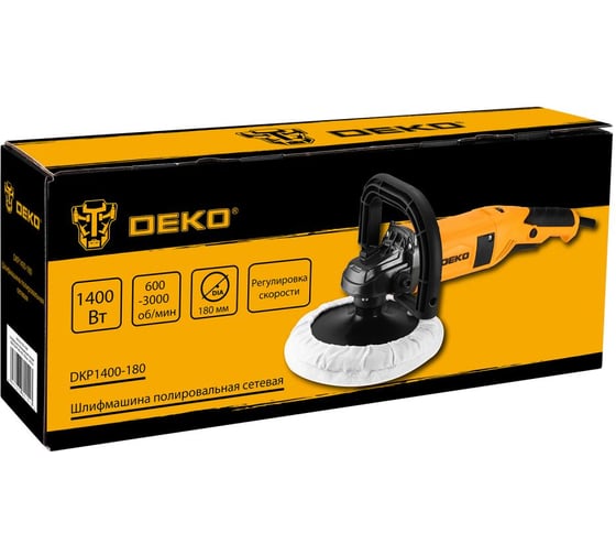 Шлифмашина полировальная DEKO сетевая DKP1400-180, 180 мм, 1400 Вт 083-1049