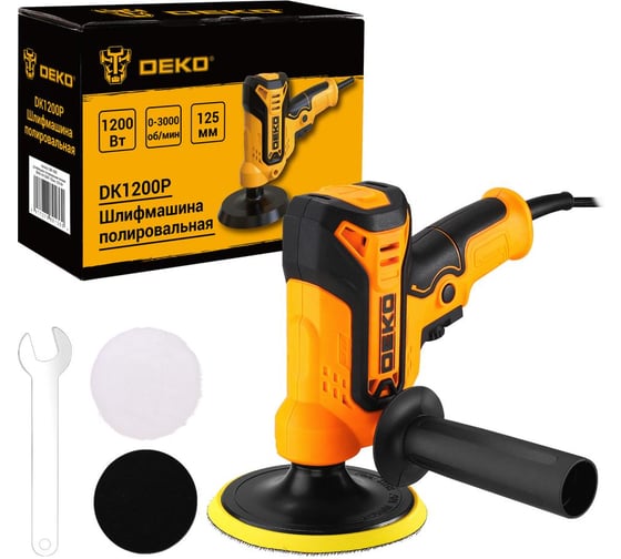Шлифмашина полировальная сетевая DEKO DK1200P, 125 мм, 1200 Вт 086-1006