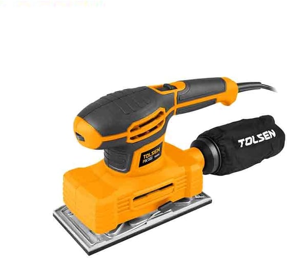 Шлифмашина вибрационная TOLSEN 220 Вт, подошва 187x92.5 мм, 6000-13000 об/мин, мешок д/пыли, 220 В 79564