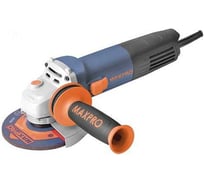Шлифмашина угловая MAX-PRO 800 Вт, 11000 об/мин, защитный кожух 125 мм, антивибрационная ручка, дополнительные щетки, 1,95 кг, кор. 85124