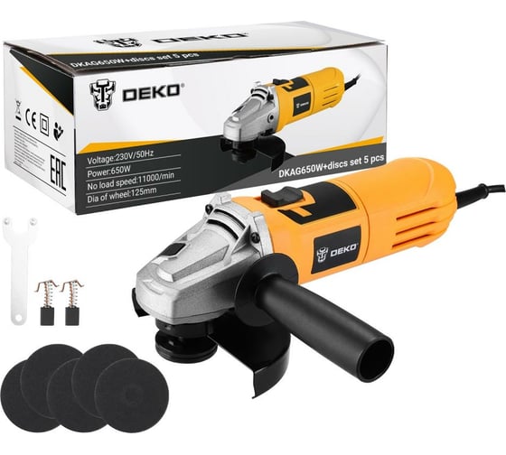 Углошлифовальная машина DEKO DKAG650W набор дисков 5 шт 063-4286