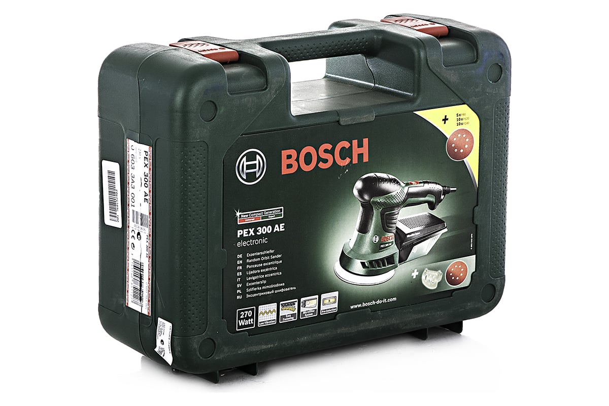 Эксцентриковая шлифмашина Bosch PEX 300 AE + 25 шлифлистов 0.603.3A3.001 -  выгодная цена, отзывы, характеристики, фото - купить в Москве и РФ