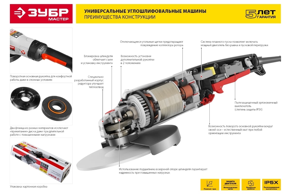 Углошлифовальная машина Зубр МАСТЕР УШМ-125-1100 ТМ3 - выгодная цена,  отзывы, характеристики, 1 видео, фото - купить в Москве и РФ