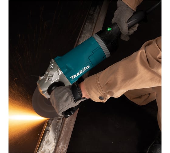 Угловая шлифовальная машина Makita 230 мм, 2700 Вт, 6600 об/мин, плавный пуск, антивиб. рук., антирестарт, расцепляющая муфта, тормоз двигателя, 6.5 кг GA9080X1