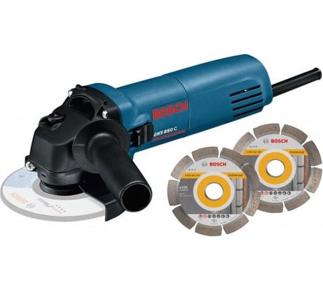 Угловая шлифмашина Bosch GWS 850C + 2 алмазных диска 0.601.377.79A