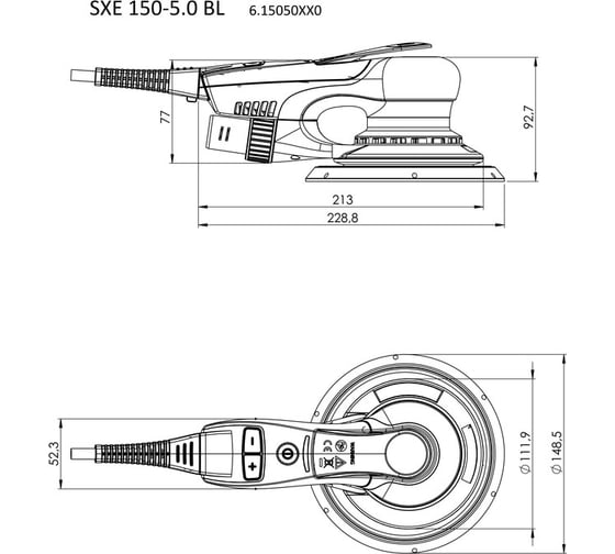 Эксцентриковая шлифовальная машина Metabo SXE 150-5.0 BL 615050700