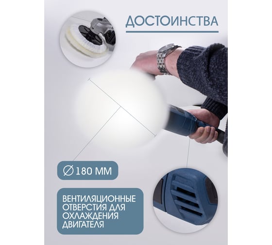 Полировальная машина Forsage электрическая, 220V, 1200W, 800-3600 об/мин, диаметр круга 180 мм F-PA-03060 48692