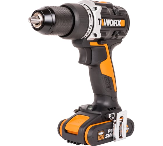 Ударная аккумуляторная дрель-шуруповерт WORX 60 Нм, 20 В, бесщеточная, 2 Ач x 2, ЗУ 2 А, кейс WX352
