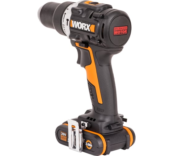 Ударная аккумуляторная дрель-шуруповерт WORX 60 Нм, 20 В, бесщеточная, 2 Ач x 2, ЗУ 2 А, кейс WX352