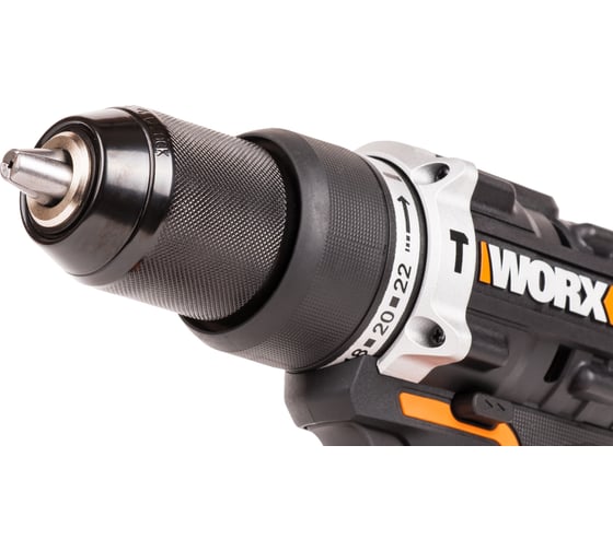 Ударная аккумуляторная дрель-шуруповерт WORX 60 Нм, 20 В, бесщеточная, 2 Ач x 2, ЗУ 2 А, кейс WX352
