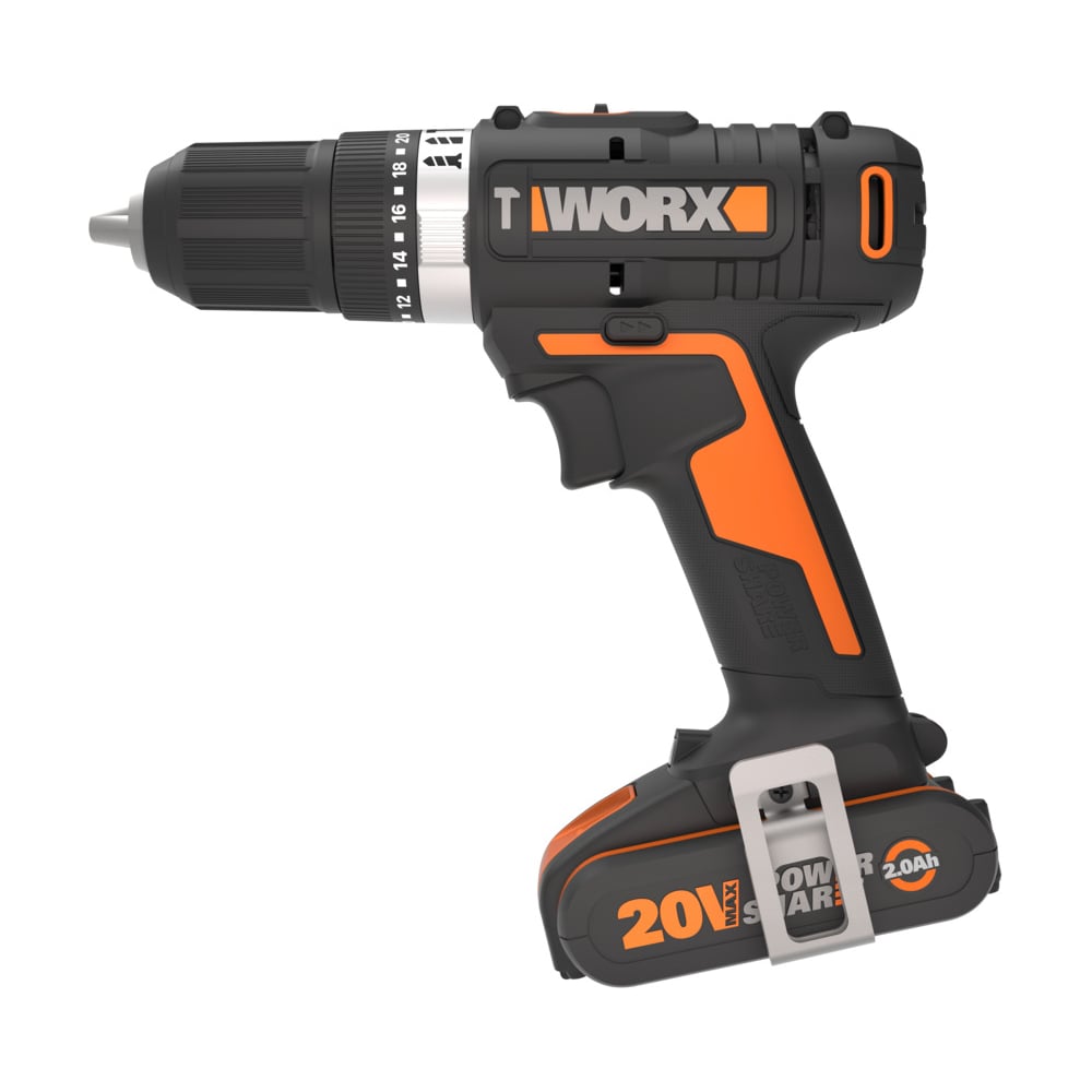 Дрель-шуруповерт аккумуляторная ударная WORX WX370, 50Нм, 20В, 2Ач x2, ЗУ 2А, кейс