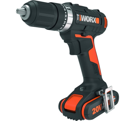 Ударная аккумуляторная дрель-шуруповерт WORX 50 Нм, 20 В, 2 Ач x 2, ЗУ 2 А, кейс WX370