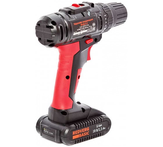 Аккумуляторная дрель-шуруповерт REDVERG Basic SD18L/1-2 6628621