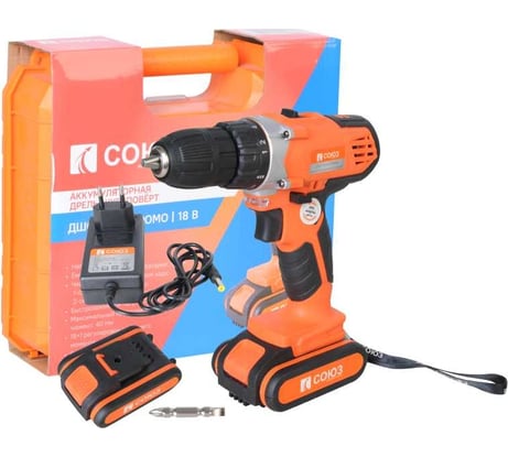 Аккумуляторный шуруповерт Союз ДШС-18-2К-ПРОМО
