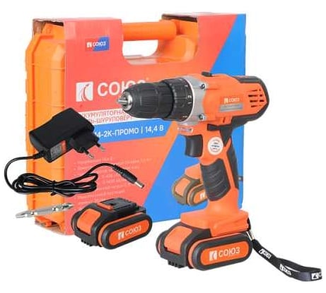 Аккумуляторный шуруповерт Союз ДШС-14-2К-ПРОМО