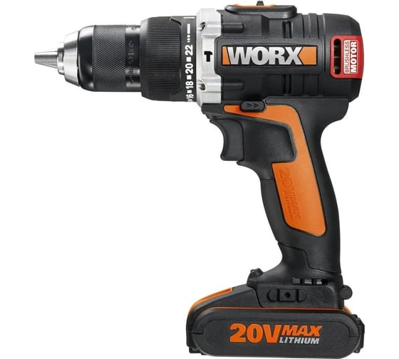 Бесщеточная аккумуляторная ударная дрель-шуруповерт WORX WX373