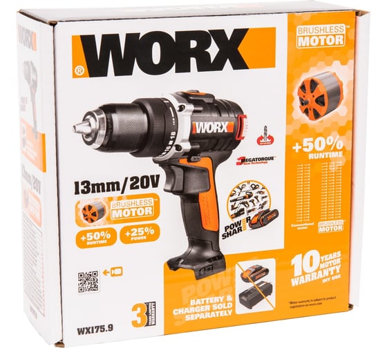Аккумуляторная дрель-шуруповерт WORX BL 20В WX175.9