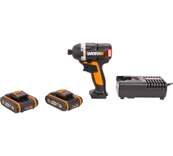 Аккумуляторный бесщеточный винтоверт WORX Impact 20В, бесщеточный, 2Ач x2, кейс WX292