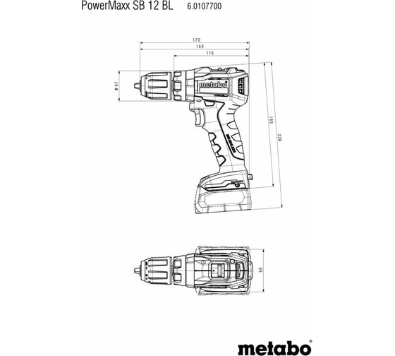 Аккумуляторная дрель-шуруповерт Metabo PowerMaxx SB 12 BL 601077890