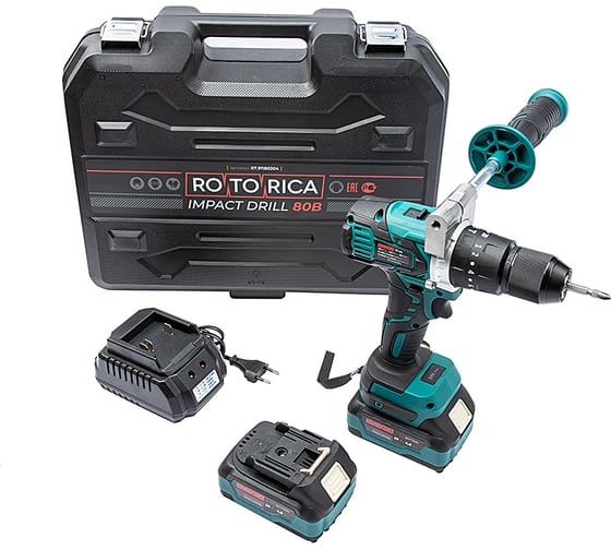 Шуруповерт аккумуляторный ударный Rotorica Impact Drill 80B, 80 Нм, 20 В, 2 аккумулятора 4 Ач (Makita), ЗУ, в кейсе BMC RT.91180204