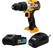 Дрель-шуруповерт JCB аккумуляторная (-18CD-B-E) 18V, max 45Nm в комплекте с зарядным устройством (-18VFC-E) 2.4A и батареей аккум(-20LI-E) 2.0AH JCB-18CD-2XB-E(57236)