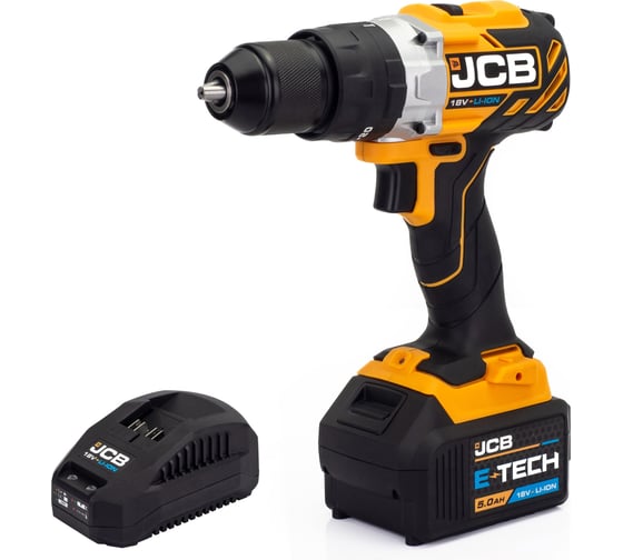 Аккумуляторная дрель-шуруповерт JCB (-18CD-B-E) 18V, макс 45 Нм, в комплекте с ЗУ (-18VFC-E) 2.4 A , аккумулятор (-20LI-E) 2.0AH -18CD-2XB-E(57236) JCB-18CD-2XB-E(57236)