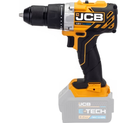 Дрель-шуруповерт JCB аккумуляторная 18V, max 65Nm, без аккумулятора JCB-18BLDD-B-E(57242)