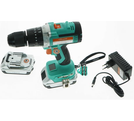 Аккумуляторная ударная дрель-шуруповерт Sturm бесщ, 20В, 45Нм, Li-Ion, 2 скор, 2 акк, 2,0 Ач, БЫСТР.ЗАР, ПОДСВ CD3220BLI