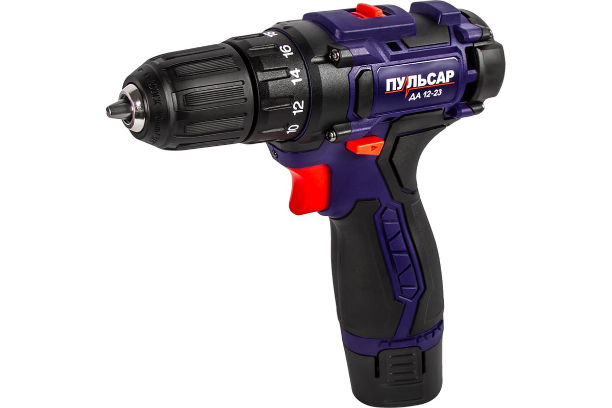 Аккумуляторная безударная дрель ПУЛЬСАР ДА 12-23 12В, 23 Hm, Li-on, 1,5 ...