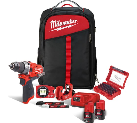Аккумуляторная дрель-шуруповерт Milwaukee M12 FPD-202XH + промо-набор сантехника 4933471384 1