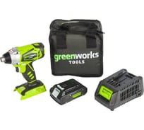 Ударный аккумуляторный шуруповерт GreenWorks 24V 3802307