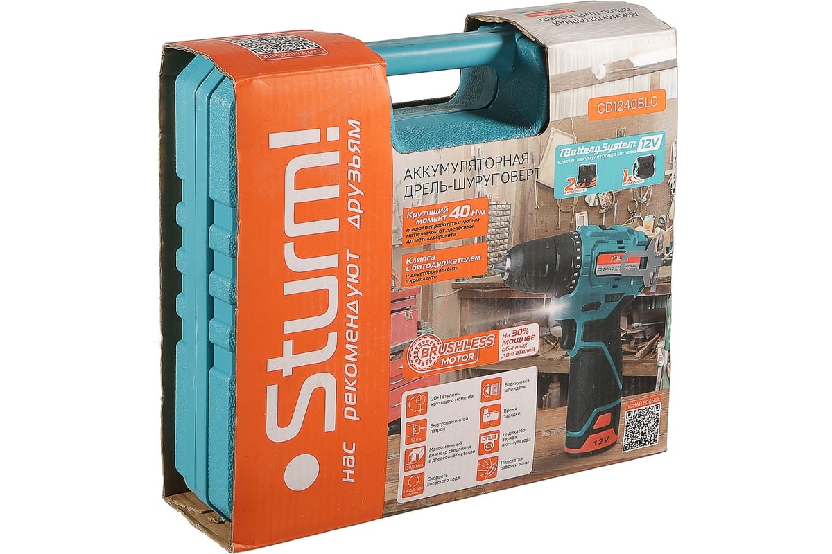 Аккумуляторный шуруповерт Sturm BatterySystem12V CD1240BLC - выгодная ...
