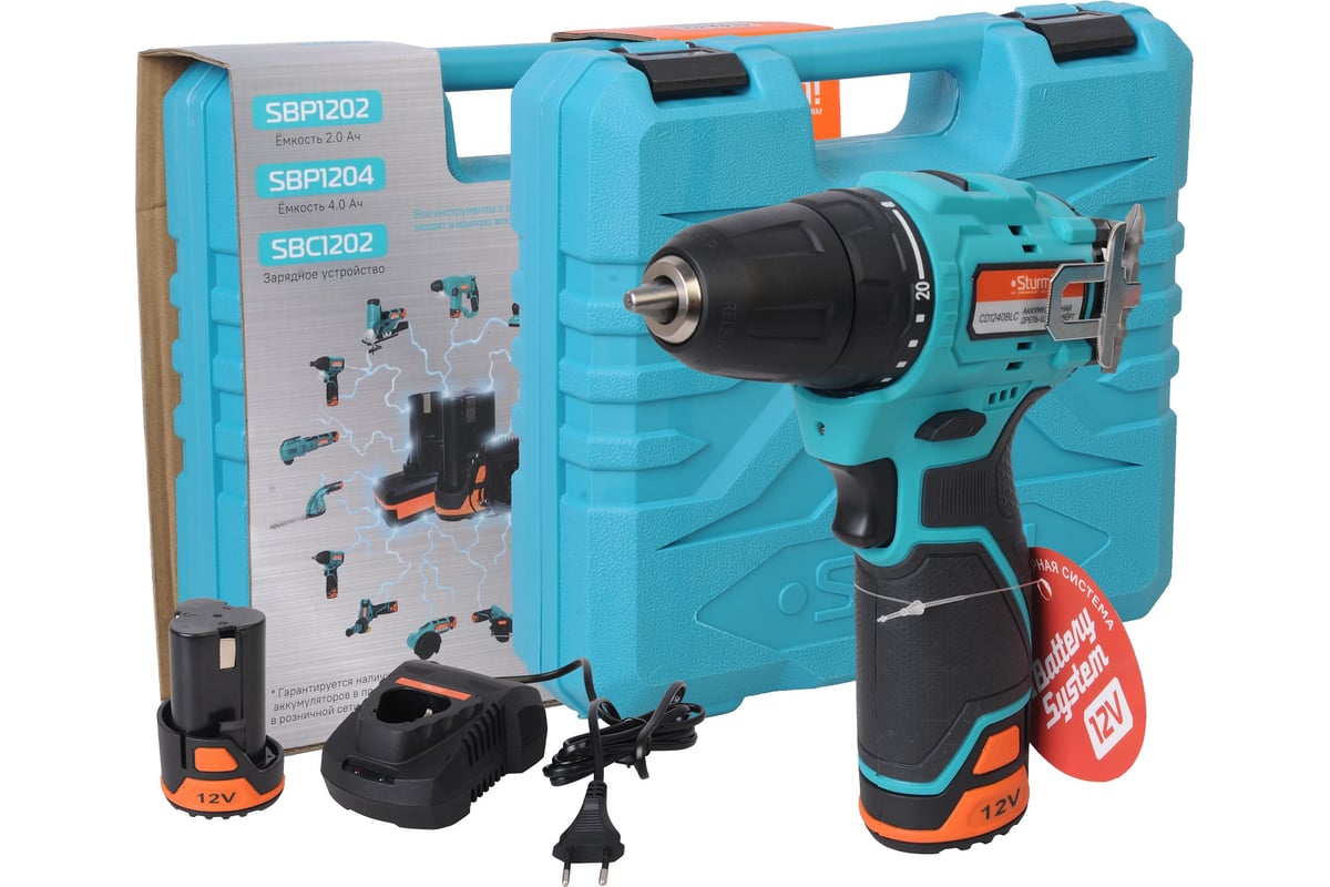 Аккумуляторный шуруповерт Sturm BatterySystem12V CD1240BLC - выгодная ...