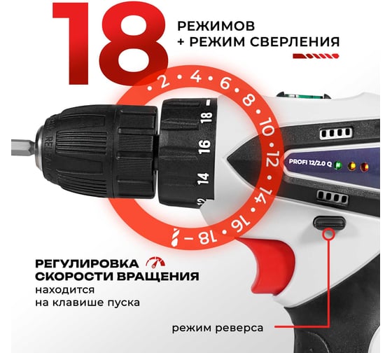 Аккумуляторный шуруповерт Electrolite PROFI 12/2.0 Q 4987