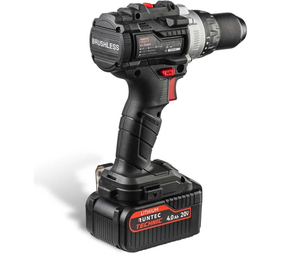 Ударная аккумуляторная дрель-шуруповерт RUNTEC TECHNIC 13 мм, 20 В, 2x4 Ач, 100 Нм RT-ID100T