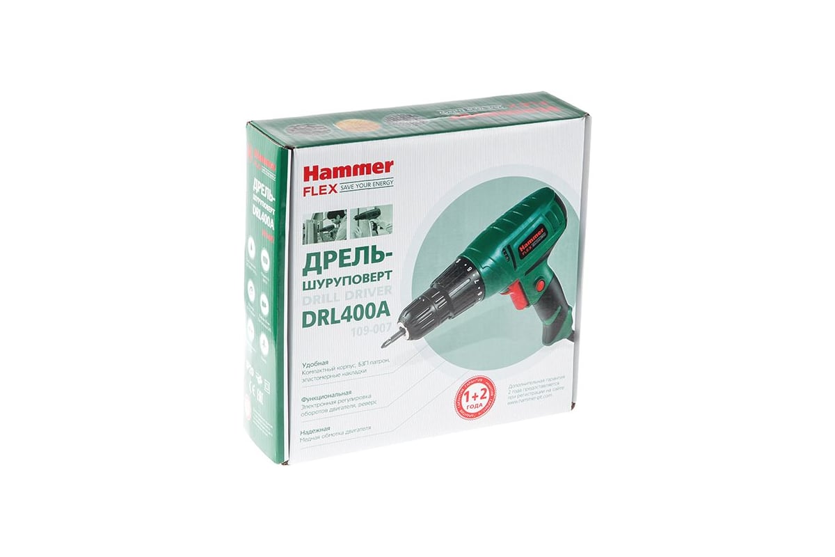 Дрель-шуруповерт Hammer Flex 280 Вт, 10 мм, 0-750 об/мин, реверс, 22 Нм ...