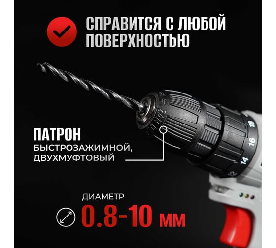 Аккумуляторный шуруповерт Electrolite Expert 12/2.0М набор инструментов пистолетный 5680