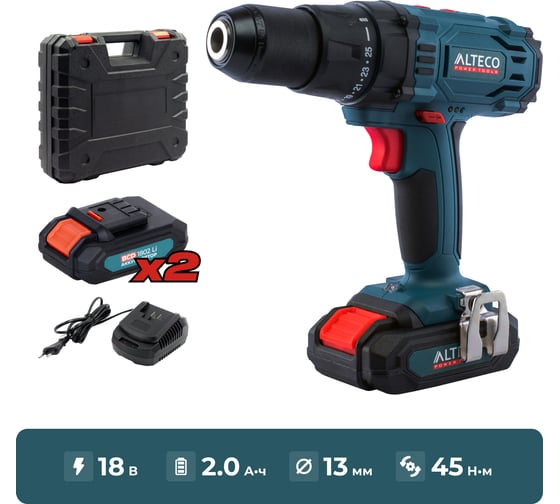 Аккумуляторная дрель шуруповёрт ALTECO CD 1813 Li X2 62976