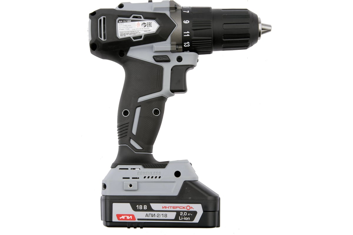 Аккумуляторная дрель-шуруповерт ИНТЕРСКОЛ ДА-13/18ВК 575.1.2.70 ...