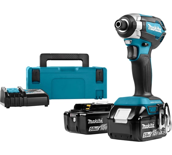 Шуруповерт аккумуляторный ударный бесщеточный Makita18В, 18В,1x5Ач, Li-ion,0-3400об\м,6-ти гр1\4",1.3кг,кейс,170Нм,М5-М16 DTD153RT