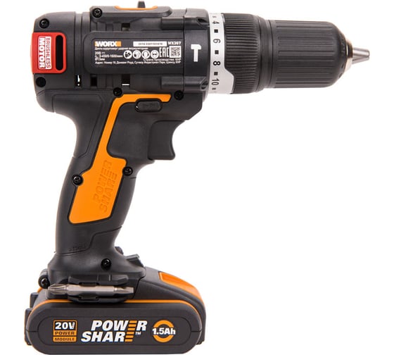 Ударная аккумуляторная бесщеточная дрель-шуруповерт WORX WX367.3