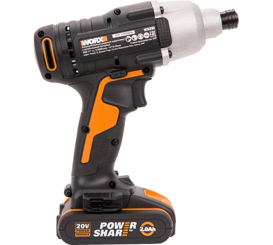 Ударный аккумуляторный винтоверт WORX 20 В, 1х2Ач, кейс WX291