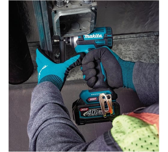 Ударный аккумуляторный шуруповерт Makita XGT BL 40В, XPT, 1/4", 210 Нм, 4+1 Т режим TD003GZ