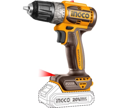 Аккумуляторный шуруповерт INGCO б/щ 20B, 52 Нм Li-ion INDUSTRIAL CDLI204531