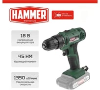 Аккум.дрель Hammer ACD18BS, 18В 2x2Ач 10мм, 2 акк. Li-ion, 18В, 45 Нм, В КЕЙСЕ 680329
