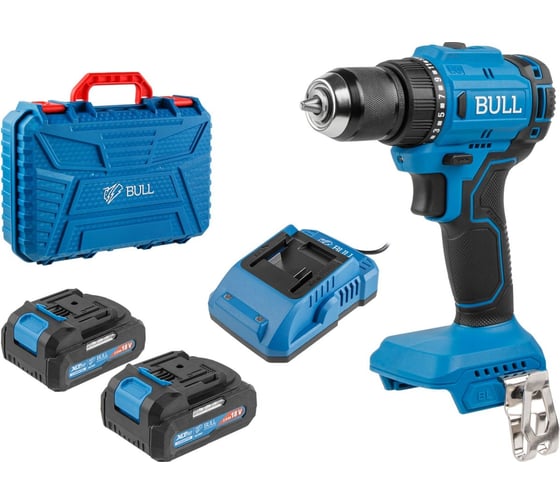Аккумуляторная дрель-шуруповерт BULL SR 1803 в коробке, XLTpro бесщеточная, 2x2 Ач, 18 В, 45 Нм, БЗП 10 мм 1329602 35620590
