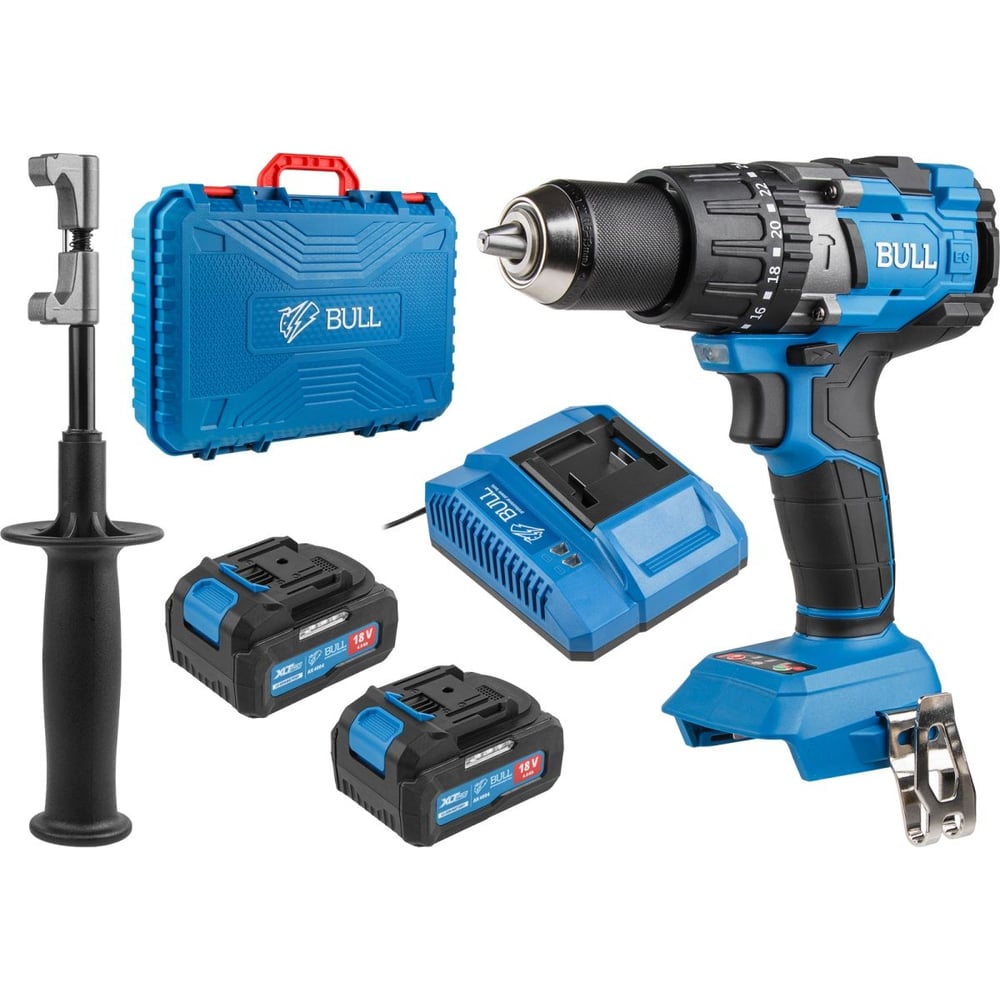 Аккумуляторная дрель-шуруповерт BULL SR 1805 в чемодане, XLTpro, 2x4 А ...